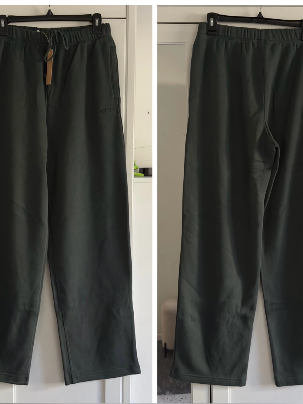 Skims Cotton Fleece Classic Straight Leg Pant in Spruce Green Size Small